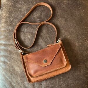 Full Grain Chestnut Colored Leather Crossbody Bag